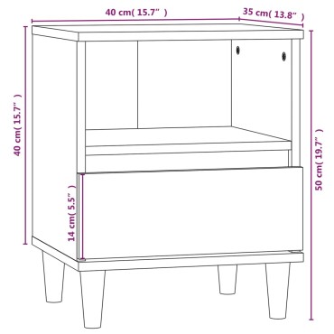 vidaXL Κομοδίνο Μαύρο 40x35x50cm 1 τεμ.