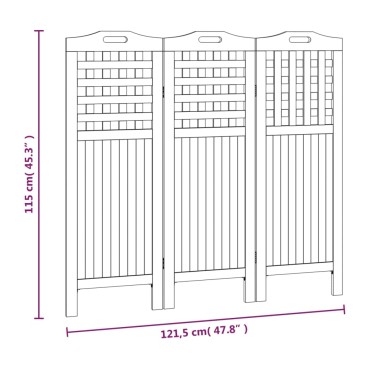 vidaXL Διαχωριστικό Χώρου με 3 Πάνελ 121,5x2x115cm Μασίφ Ξύλο Ακακίας 1 τεμ.