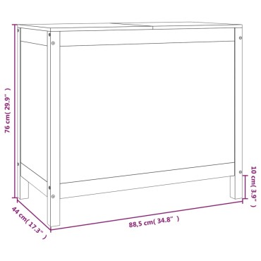 vidaXL Καλάθι Ρούχων Γκρι 88,5x44x76 εκ. από Μασίφ Ξύλο Πεύκου