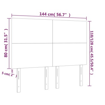 vidaXL Κεφαλάρι Κρεβατιού LED Σκούρο Γκρι 144x5x118/128cm Βελούδινο 1 τεμ.