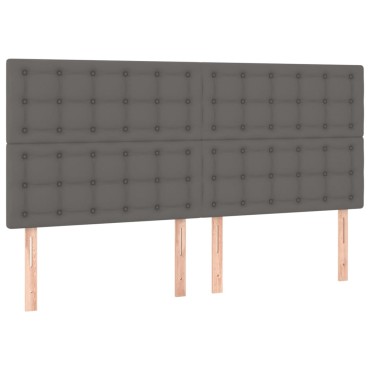 vidaXL Κρεβάτι Boxspring με Στρώμα Γκρι 160x200cm από Συνθετικό Δέρμα 1 τεμ. - Διπλό