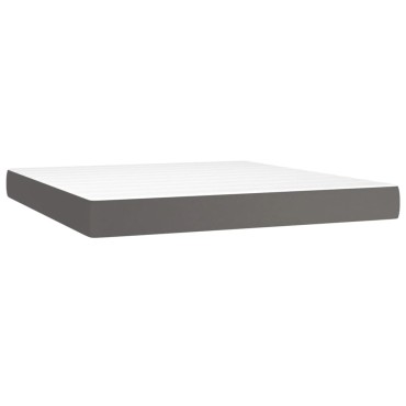 vidaXL Κρεβάτι Boxspring με Στρώμα Γκρι 160x200cm από Συνθετικό Δέρμα 1 τεμ. - Διπλό