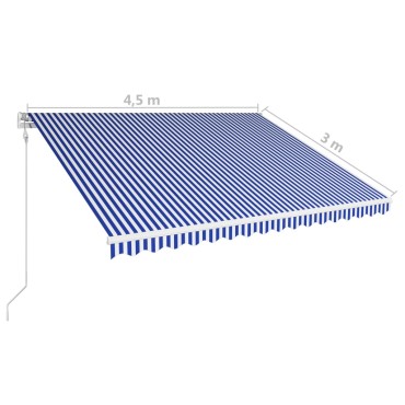 vidaXL Τέντα Συρόμενη Αυτόματη Μπλε / Λευκό 450 x 300 εκ.