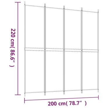 vidaXL Διαχωριστικό Δωματίου με 4 Πάνελ Λευκό 200x220cm Υφασμάτινο 1 τεμ.