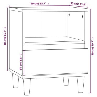 vidaXL Κομοδίνο Καφέ Δρυς 40x35x50cm 1 τεμ.