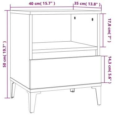 vidaXL Κομοδίνα Γκρι Σκυροδέματος 40x35x50cm 1 τεμ.