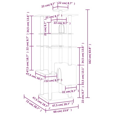 vidaXL Γατόδεντρο Κρεμ 162 εκ. με Στύλους Ξυσίματος από Σιζάλ