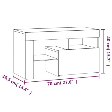 vidaXL Κομοδίνα με LED 2 τεμ. Καφέ δρυς 70x36,5x40cm