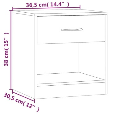 vidaXL Κομοδίνα 2 τεμ. με Συρτάρι Μαύρα 36,5x30,5x38cm