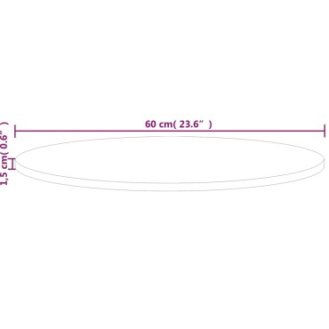 vidaXL Επιφάνεια Τραπεζιού Στρογγυλή 60x1,5cm Μασίφ Ξύλο Δρυς 1 τεμ.