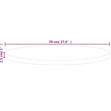 vidaXL Επιφάνεια Τραπεζιού Στρογγυλή 70x2,5cm Μασίφ Ξύλο Δρυς 1 τεμ.