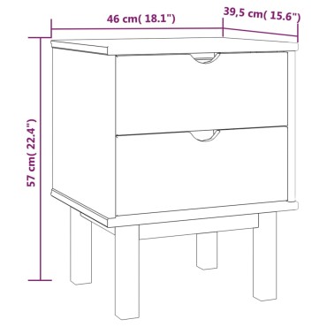 vidaXL Κομοδίνο OTTA Καφέ / Λευκό 45x39x57cm από Μασίφ Ξύλο Πεύκου 1 τεμ.