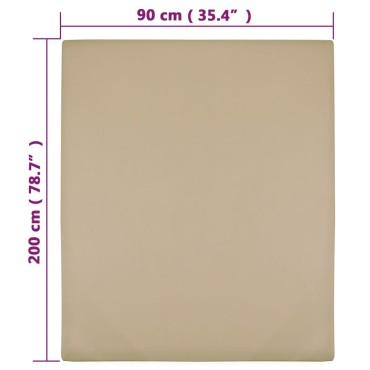 vidaXL Σεντόνια με Λάστιχο 2 τεμ. Taupe 90 x 200 εκ. Βαμβακερό Ζέρσεϊ