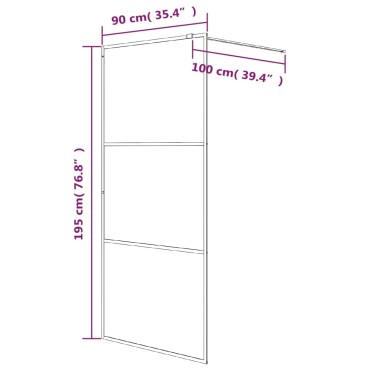 vidaXL Διαχωριστικό Ντουζιέρας Λευκό 90x195 εκ. από Διάφανο Γυαλί ESG