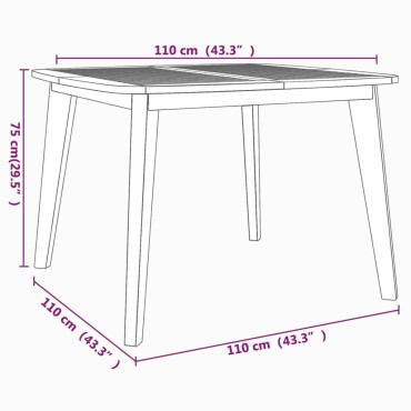 vidaXL Τραπέζι Κήπου 110x110x75cm από Μασίφ Ξύλο Ακακίας 1 τεμ.