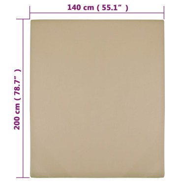 vidaXL Σεντόνια με Λάστιχο 2 τεμ. Taupe 140x200 εκ. Βαμβακερό Ζέρσεϊ