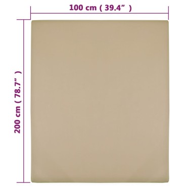 vidaXL Σεντόνια με Λάστιχο 2 τεμ. Taupe 100x200 εκ. Βαμβακερό Ζέρσεϊ