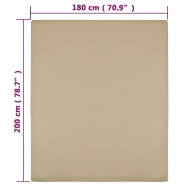 vidaXL Σεντόνι με Λάστιχο Taupe 180x200 εκ. Βαμβακερό Ζέρσεϊ