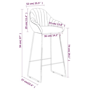 vidaXL Σκαμπό Μπαρ Σκούρο Γκρι Βελούδινο 52x57x94cm 1 τεμ.