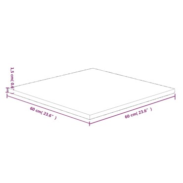 vidaXL Επιφάνεια Τραπεζιού Τετράγωνη 60x60x1,5cm Μασίφ Ξύλο Δρυς 1 τεμ.