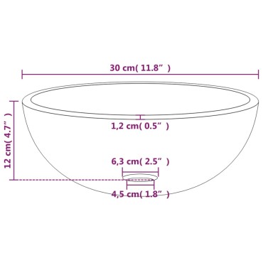 vidaXL Νιπτήρας Διάφανος 30 x 12 εκ. από Ψημένο Γυαλί