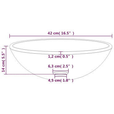 vidaXL Νιπτήρας Λευκός 42 x 14 εκ. από Ψημένο Γυαλί