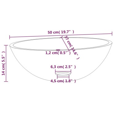 vidaXL Νιπτήρας με Σχέδιο Αμμοβολής 50 x 37 x 14 εκ. Γυάλινος