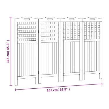 vidaXL Διαχωριστικό Χώρου με 4 Πάνελ 162x2x115cm Μασίφ Ξύλο Ακακίας 1 τεμ.