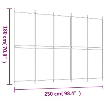 vidaXL Διαχωριστικό Δωματίου με 5 Πάνελ Καφέ 250x180cm από Ύφασμα 1 τεμ.