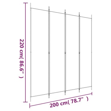 vidaXL Διαχωριστικό Δωματίου με 4 Πάνελ Μαύρο 200x220cm Υφασμάτινο 1 τεμ.