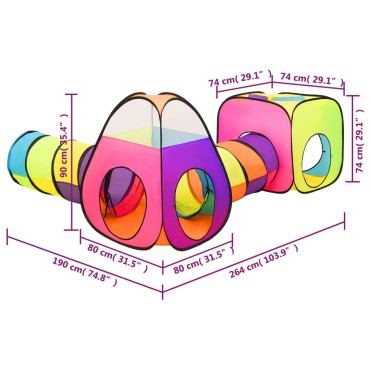 vidaXL Παιδική Σκηνή Πολύχρωμη 190 x 264 x 90 εκ.