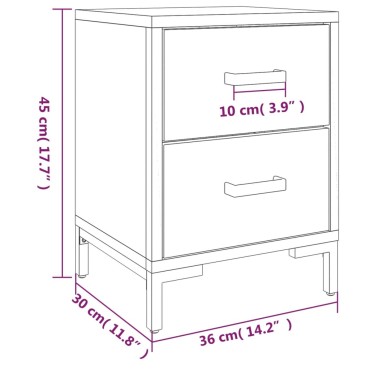 vidaXL Κομοδίνο Μαύρο 36x30x45cm από Μασίφ Ξύλο Πεύκου 1 τεμ.