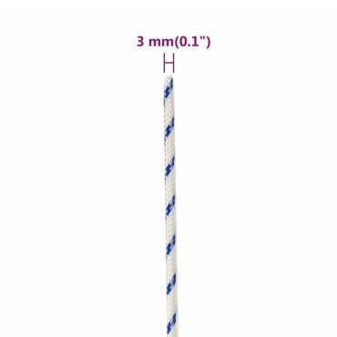 vidaXL Σχοινί Ναυτιλίας Λευκό 3 χιλ. 250 μ. από Πολυπροπυλένιο
