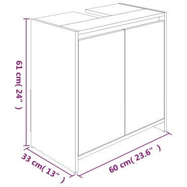 vidaXL Ντουλάπι Μπάνιου Καφέ Δρυς 60x33x61cm από Επεξεργασμένο Ξύλο