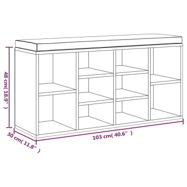 vidaXL Παπουτσοθήκη Καφέ Δρυς 103x30x48cm από Επεξεργασμένο Ξύλο 1 τεμ.