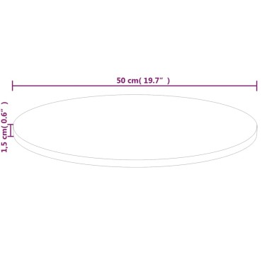 vidaXL Επιφάνεια Τραπεζιού Στρογγυλή 50x1,5cm Μασίφ Ξύλο Δρυς 1 τεμ.