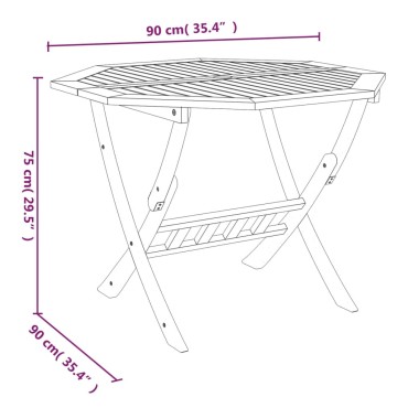 vidaXL Τραπέζι Κήπου Πτυσσόμενο 90x75cm Μασίφ Ξύλο Ακακίας 1 τεμ.