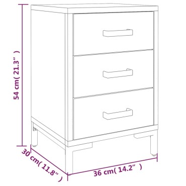 vidaXL Κομοδίνο Μαύρο 40x30x55cm από Μασίφ Ξύλο Πεύκου 1 τεμ.