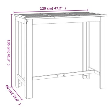 vidaXL Τραπέζι Μπαρ Κήπου 120x60x105cm από Μασίφ Ξύλο Ακακίας 1 τεμ.