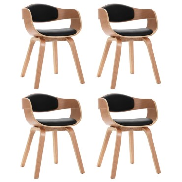 vidaXL Καρέκλες Τραπεζαρίας 4 τεμ. Λυγισμένο Ξύλο/Συνθετικό Δέρμα 49x51,5x71,5cm