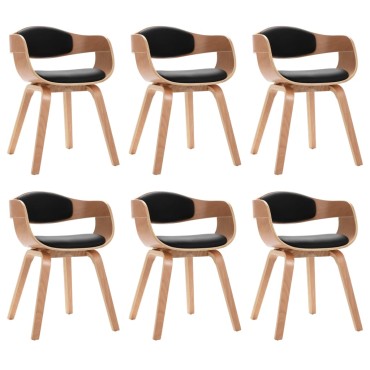 vidaXL Καρέκλες Τραπεζαρίας 6 τεμ. από Λυγισμένο Ξύλο/Συνθετικό Δέρμα 49x51,5x71,5cm