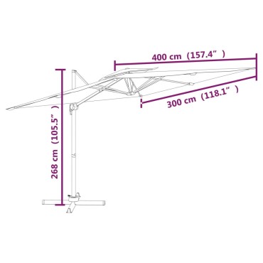 vidaXL Κρεμαστή Ομπρέλα με Διπλή Κορυφή Taupe 400 x 300 εκ.