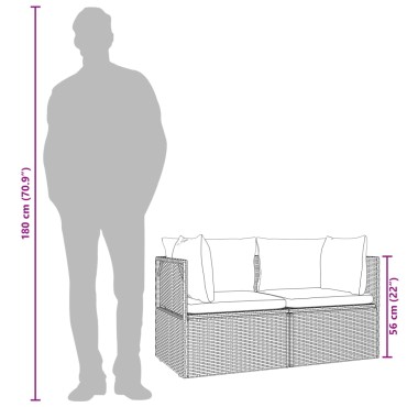 vidaXL Καναπέδες Κήπου Γωνιακοί 6 τεμ. Γκρι 57x57x56cm Συνθ. Ρατάν