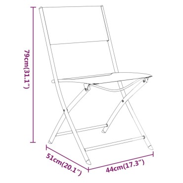 vidaXL Σετ Επίπλων Bistro 3 τεμ. Μαύρο από Ατσάλι 50x70cm