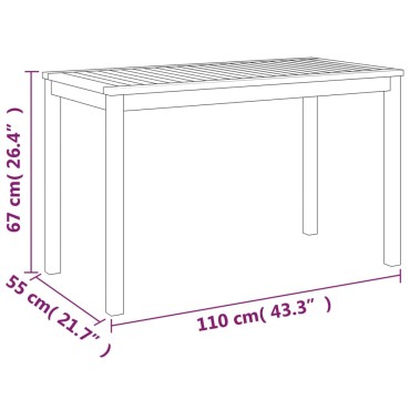 vidaXL Τραπέζι Κήπου 110x55x67cm από Μασίφ Ξύλο Ακακίας 1 τεμ.