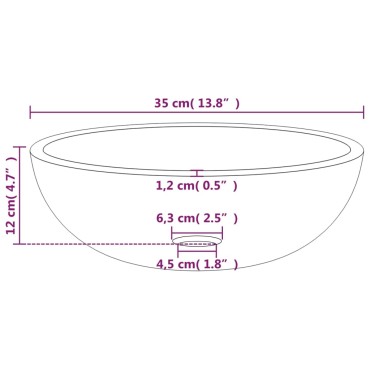 vidaXL Νιπτήρας Διάφανος 35 x 12 εκ. από Ψημένο Γυαλί