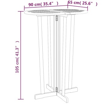 vidaXL Τραπέζι Μπαρ Πτυσσόμενο 90x65x105cm από Μασίφ Ξύλο Teak 1 τεμ.