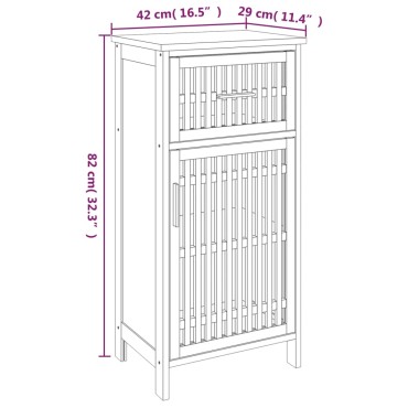 vidaXL Ντουλάπι Μπάνιου 42x29x82cm από Μασίφ Ξύλο Καρυδιάς 1 τεμ.