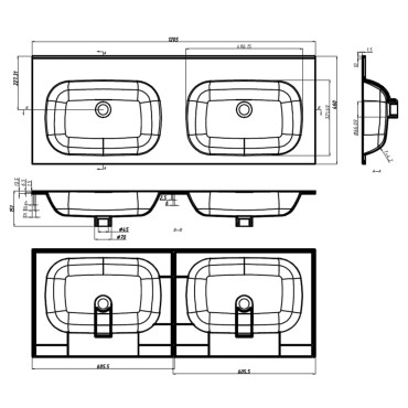 vidaXL Διπλός Νιπτήρας Ενσωματωμένος Λευκός 1205x460x145 χιλ. από SMC