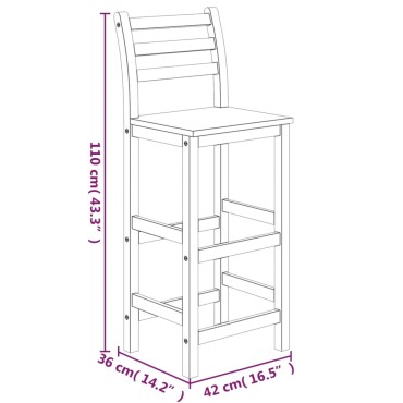 vidaXL Σετ Επίπλων Μπαρ Κήπου 7 τεμ. από Μασίφ Ξύλο Ακακίας 120x60x105cm